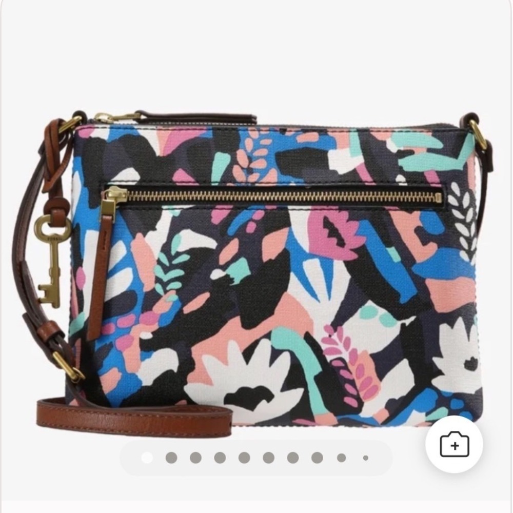 Fossil | Women's Multicolor Fiona Abstract Floral Coated Canvas Crossbody Bag